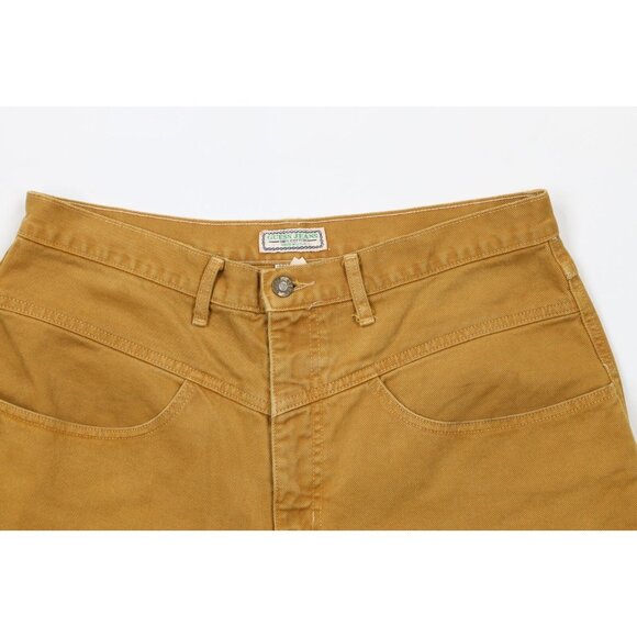 Vintage 90s Guess Mens 34 Distressed Denim Jean Shorts Jorts Wheat Brown USA - Picture 2 of 14